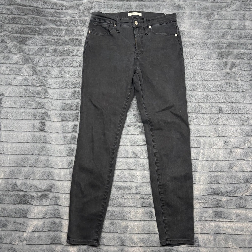 Madewell 9 High-Rise Skinny Jeans Black Denim Size 27 Faded Wash Stretch